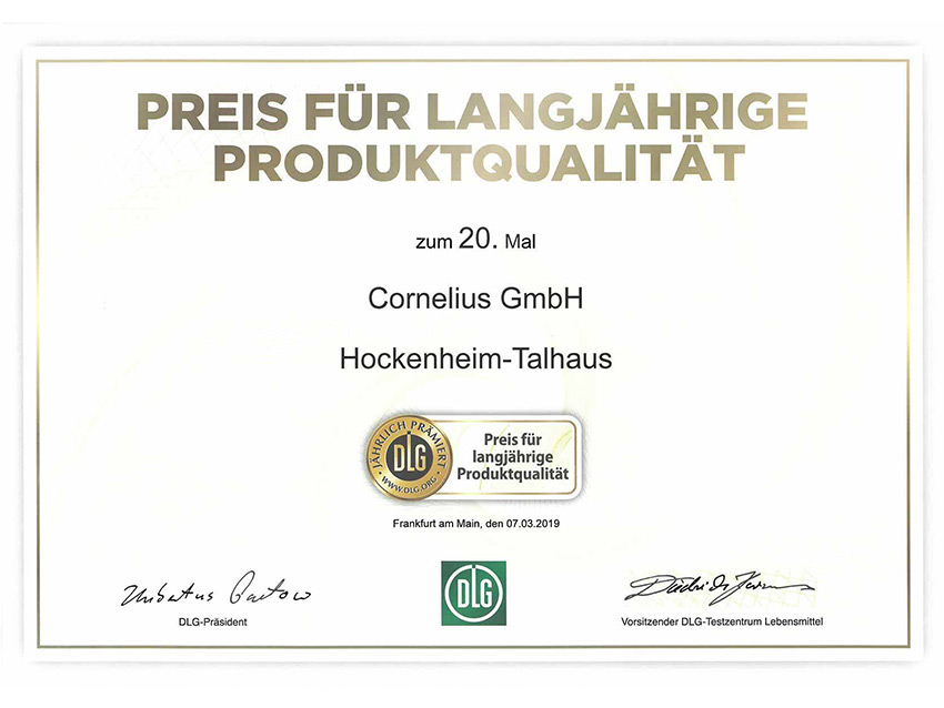 Cornelius GmbH - 20 Jahre Produktqualität
