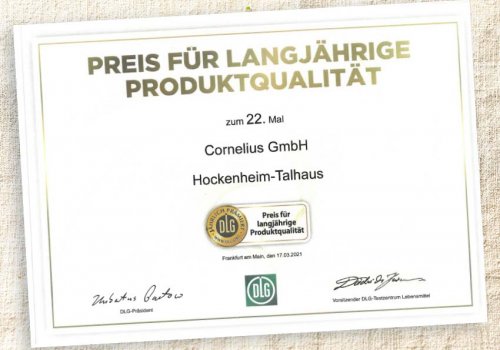 Auszeichnung für CORNELIUS Wurstwaren 2021