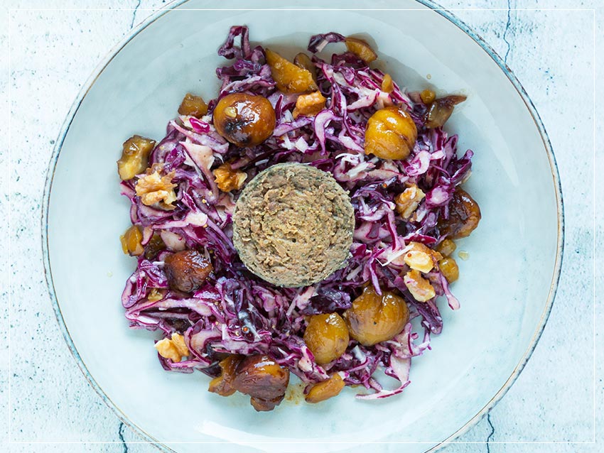 Rezept Leberknödel auf glasierten Kastanien